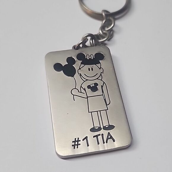 Walt Disney World '#1 Tia'' Polished Aluminum Key Chain - Picture 2 of 4